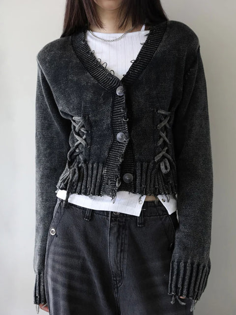 vintage-ripped-lace-up-buttons-up-sweater-1