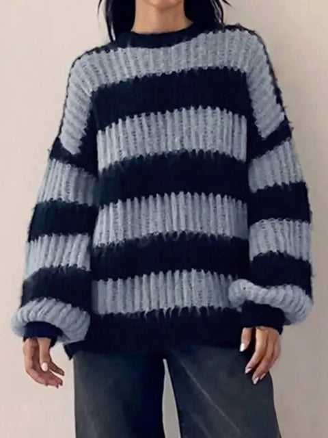 casual-stripe-pullover-o-neck-oversized-sweater-1