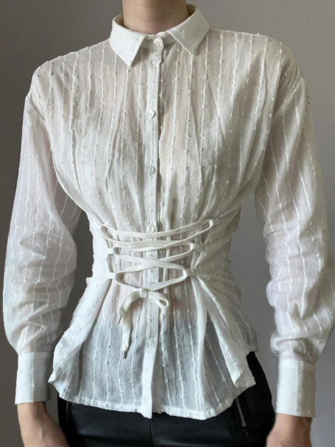 white-lace-up-bandage-long-sleeve-shirt-1