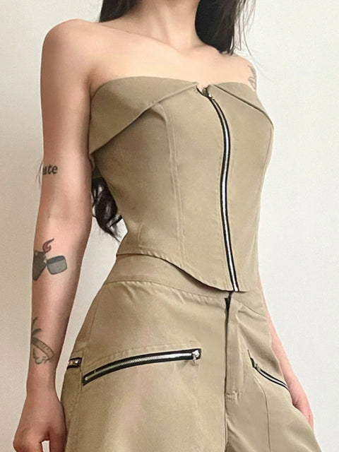 khaki-streetwear-style-strapless-sleeveless-backless-zipper-sexy-top-3