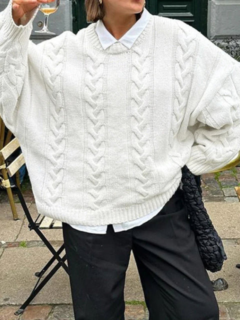 white-pullover-o-neck-knitted-loose-sweater-1