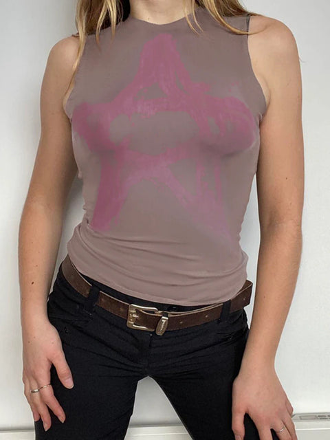 retro-printed-sleeveless-star-cute-skinny-top-2