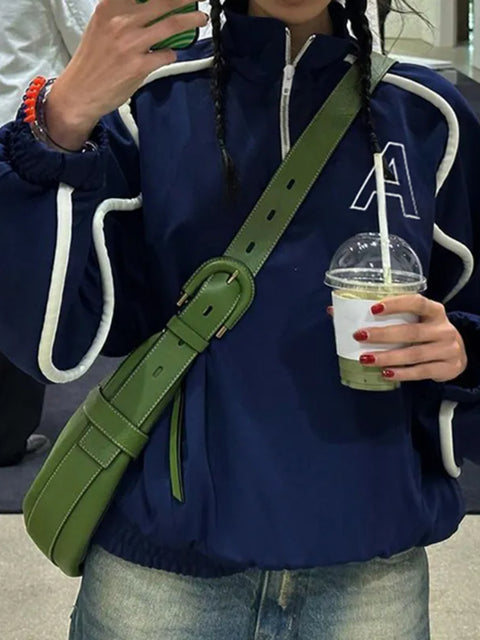 blue-stripe-turtleneck-zipper-loose-coat-1