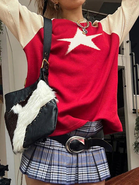 red-star-pattern-patchwork-loose-pullover-sweater-1