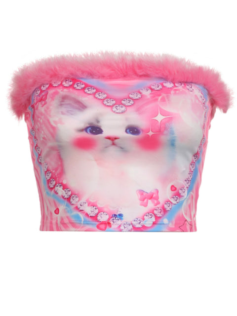 pink-animal-printed-feather-strapless-top-4