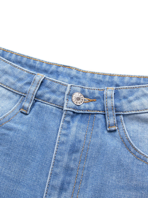 Blue Raw Hem Denim Shorts