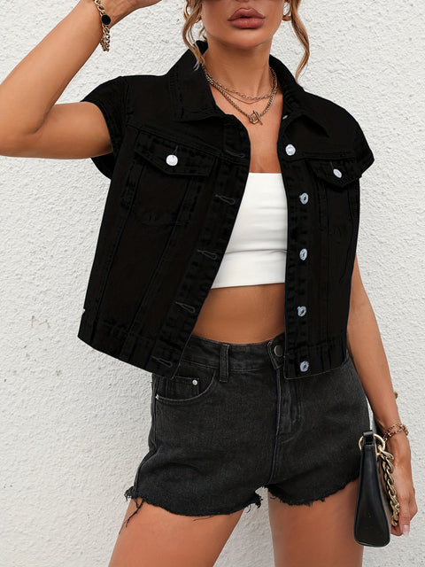 Plain Flap Pockets Denim Jackets