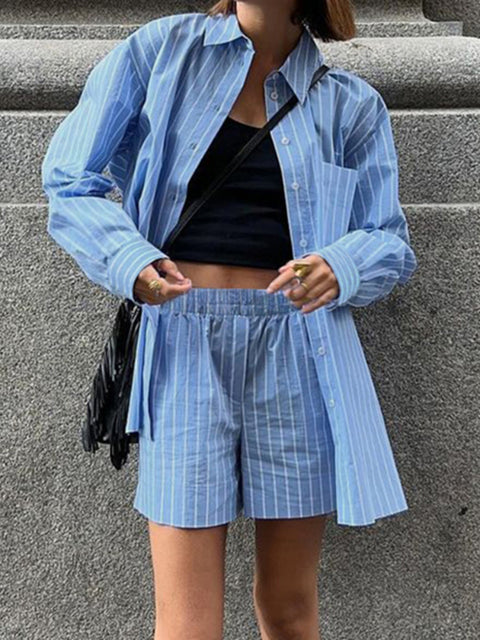 Casual Striped Long Sleeve Two Pieces Set