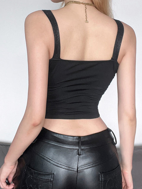 black-metal-buckle-letter-square-neck-halter-sliming-sleeveless-top-5