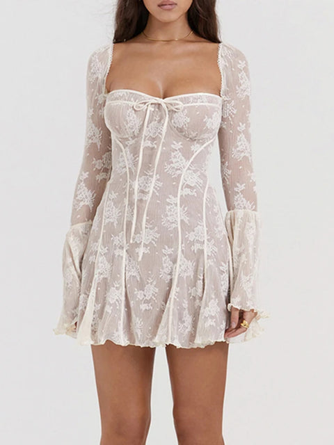 white-square-neck-flare-sleeve-dress-1