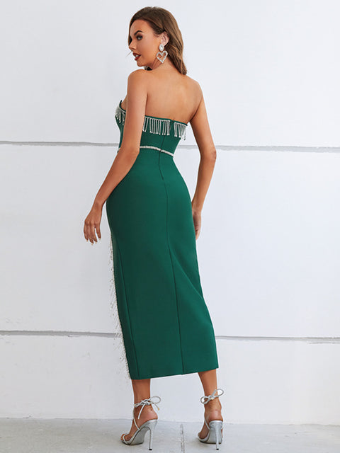 dark-green-sexy-strapless-pendant-fringe-irregular-bandage-dress-5