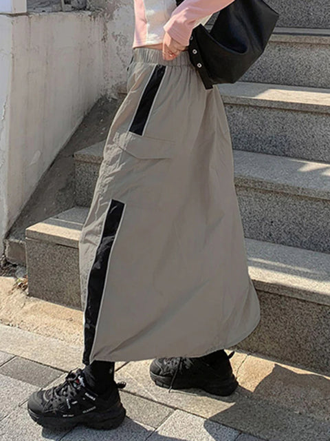 casual-tech-stripe-stitching-straight-pockets-loose-elastic-waist-long-skirt-4