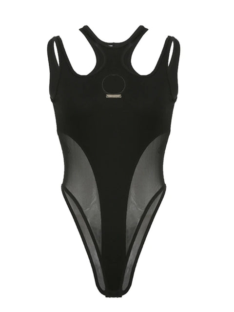 black-mesh-spliced-skinny-sexy-sleeveless-hollow-out-bodysuit-1
