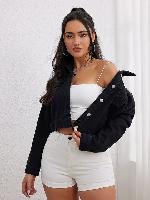 Skeleton & Letter Print Denim Coat