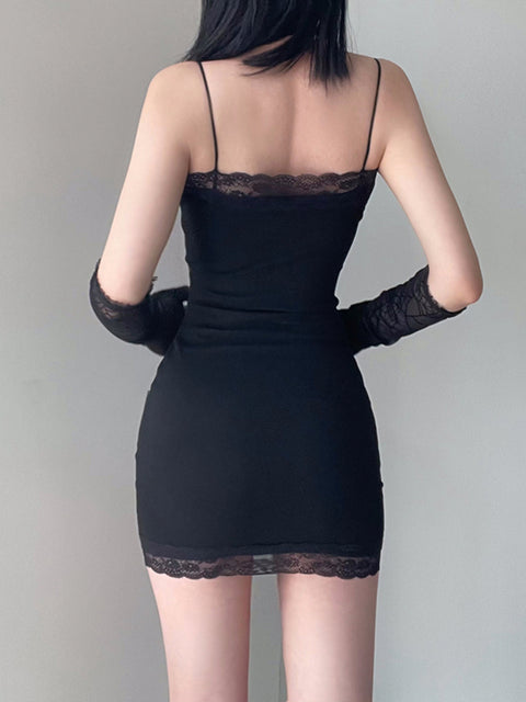 gothic-black-lace-trim-skinny-strap-printed-halter-mini-dress-5