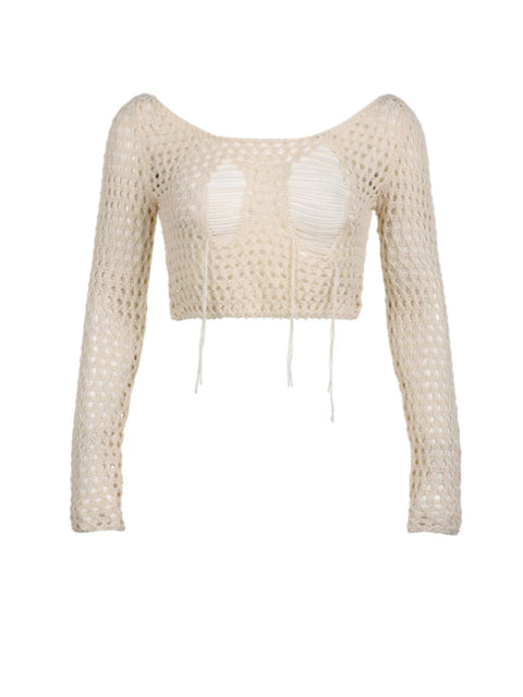 skin-long-sleeve-knitted-smock-crop-hollow-out-top-1
