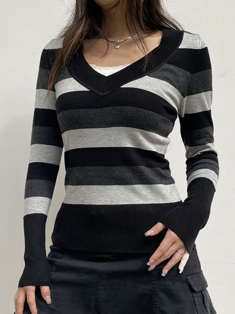 vintage-v-neck-stripe-long-sleeves-sweater-1-1
