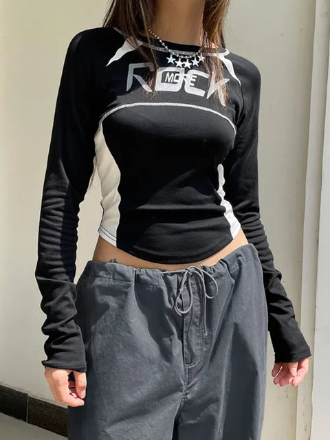 black-cotton-letter-print-long-sleeve-crop-top-1