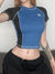 casual-blue-black-stitched-patchwork-short-sleeve-top-2