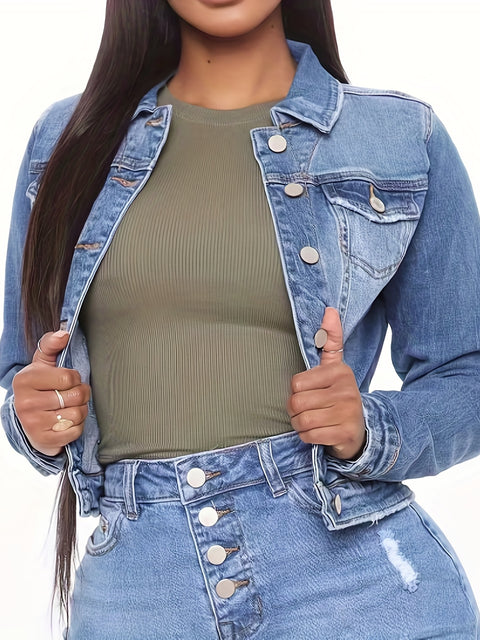 Blue Long Sleeves Denim Jackets