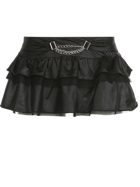 punk-black-metal-chain-black-pu-leather-low-waist-skirt-1