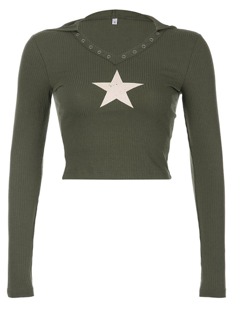 green-star-print-hooded-long-sleeve-top-4