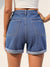 Blue Rolled Hem Denim Shorts