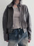 Vintage PU Leather Zip-Up Long Sleeves Jacket