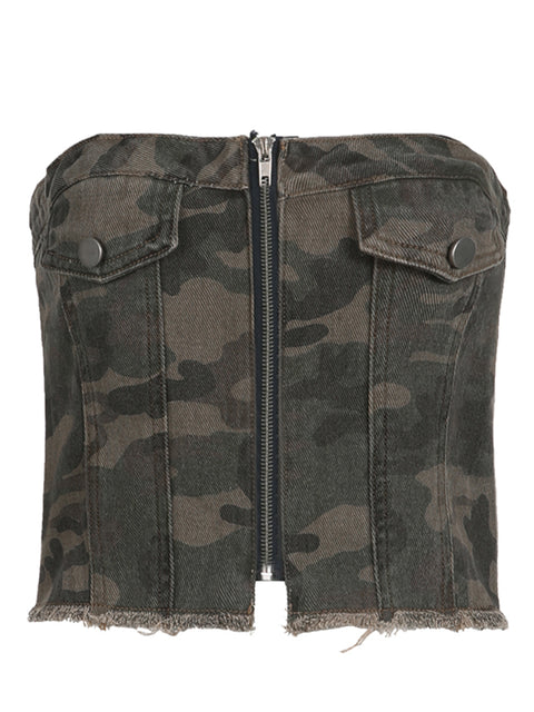 camouflage-strapless-zipper-burr-short-top-1