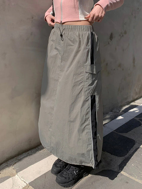 casual-tech-stripe-stitching-straight-pockets-loose-elastic-waist-long-skirt-2