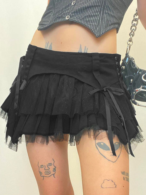 gothic-black-mesh-patched-pleated-low-waist-short-skirt-1