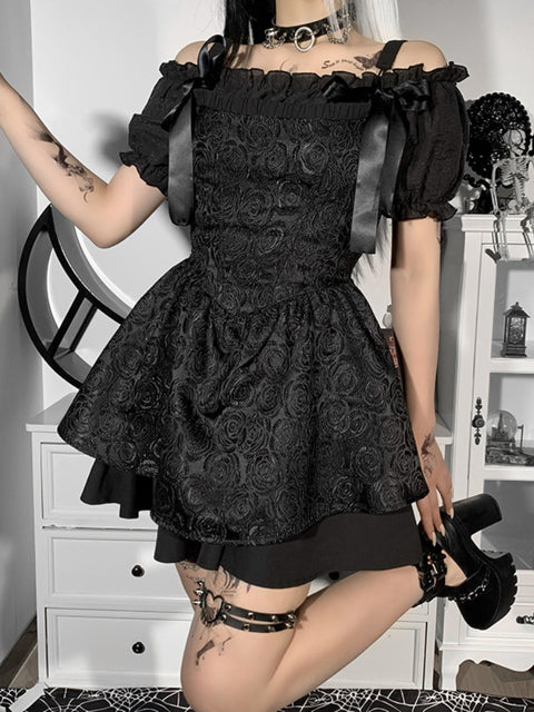 goth-dark-sexy-slim-short-sleeve-halter-dress-2