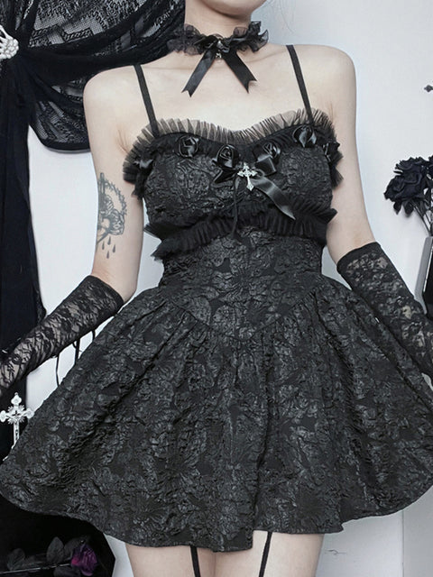 dark-gothic-rose-lace-suspender-v-neckline-short-dress-2