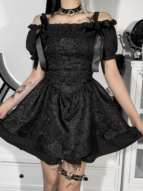 goth-dark-sexy-slim-short-sleeve-halter-dress-4