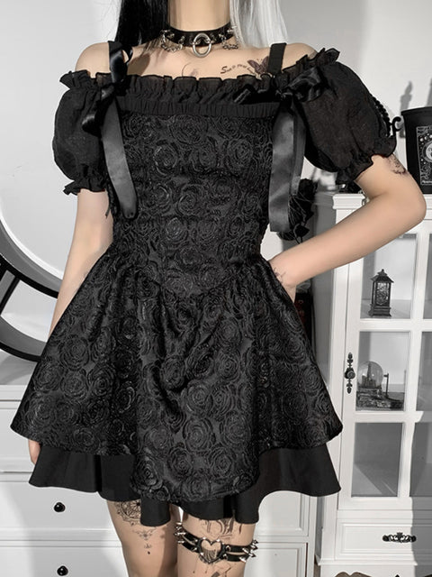 goth-dark-sexy-slim-short-sleeve-halter-dress-1