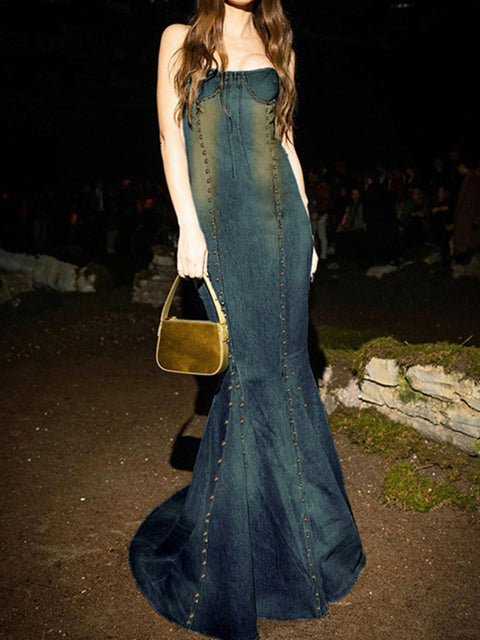 blue-denim-rivet-sleeveless-halter-sexy-long-dress-2