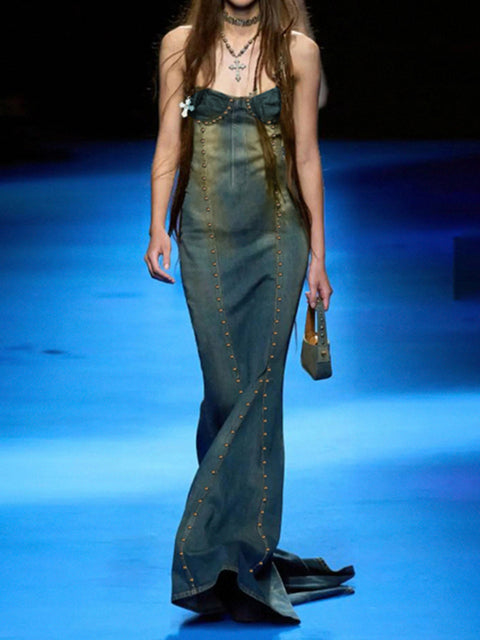 blue-denim-rivet-sleeveless-halter-sexy-long-dress-1