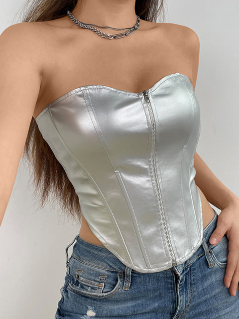 silver-zipper-stitching-off-shoulder-lace-up-sexy-leather-top-3