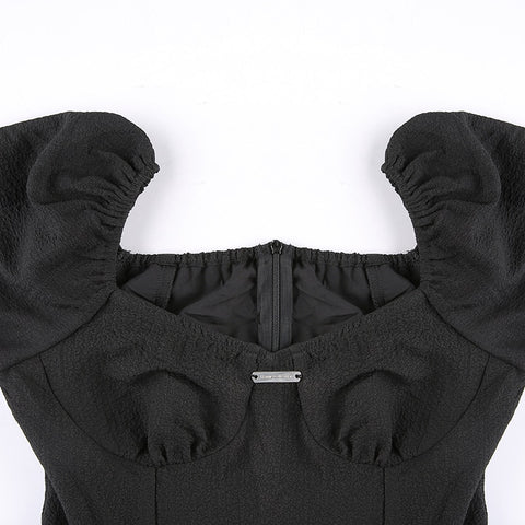 puff-sleeve-black-corset-pleated-sexy-double-layer-ruched-dress-6