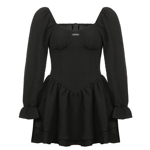 puff-sleeve-black-corset-pleated-sexy-double-layer-ruched-dress-5