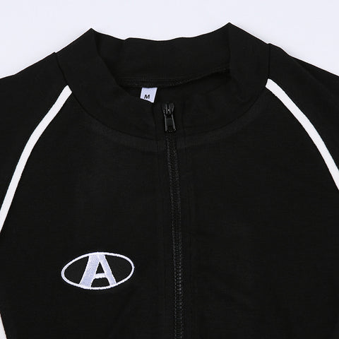 gothic-black-round-neck-short-sleeve-embroidered-zipper-top-6