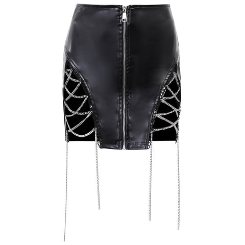 black-split-zipper-leather-metal-chain-punk-sexy-skirt-5