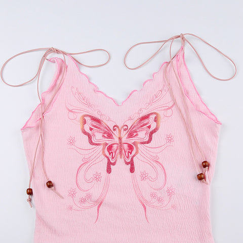 pink-slim-lace-up-v-neck-butterfly-halter-cute-top-5