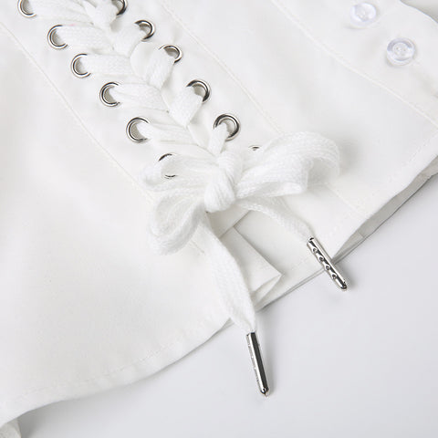 white-round-neck-pleated-lace-up-short-sleeve-top-10