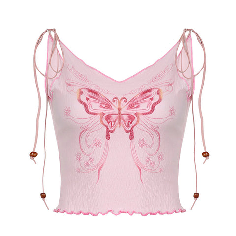 pink-slim-lace-up-v-neck-butterfly-halter-cute-top-4