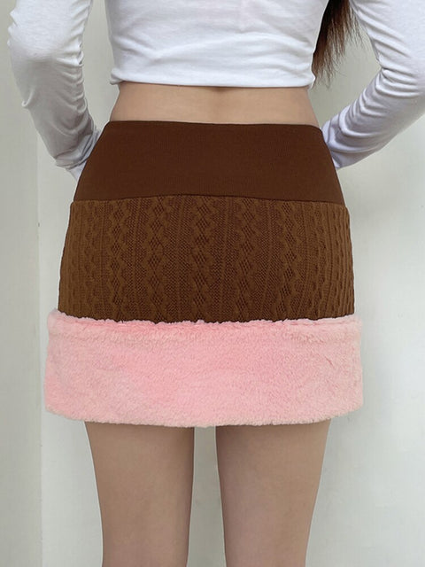 brown-bodycon-star-patched-knitted-autumn-winter-party-mini-pencil-fur-skirt-4