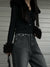 Black Fluffy Fur Folds Cardigans Top
