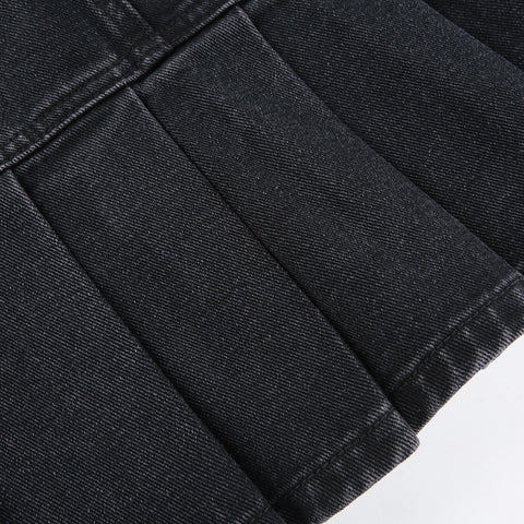 cargo-style-black-high-waist-denim-mini-solid-pockets-casual-pleated-skirt-11