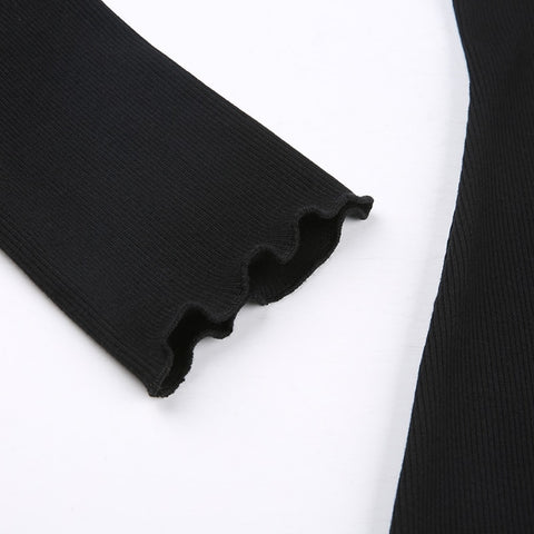 casual-frill-long-sleeve-black-slim-basic-fashion-elegant-chic-mini-dress-8