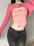 pink-cropped-smock-top-camis-tow-piece-set-sweet-cute-slim-casual-irregular-t-shirt-2